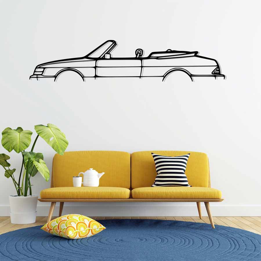 900i Saab 1991 Metal Car Silhouette Wall Art