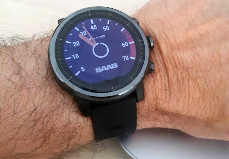 Amazfit Stratos 2 with Saab 99 Watch Face