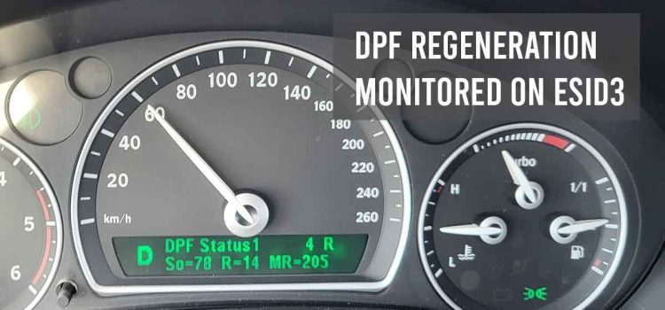 eSID3 Display Showcasing DPF Regeneration Parameters in a Saab Vehicle: Real-Time Soot Levels, Temperature, and Regeneration Status.