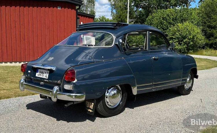 The only known surviving 1963 Saab Sport GT 850 with factory sunroof, photographed shortly after its return to Sweden in 2025.