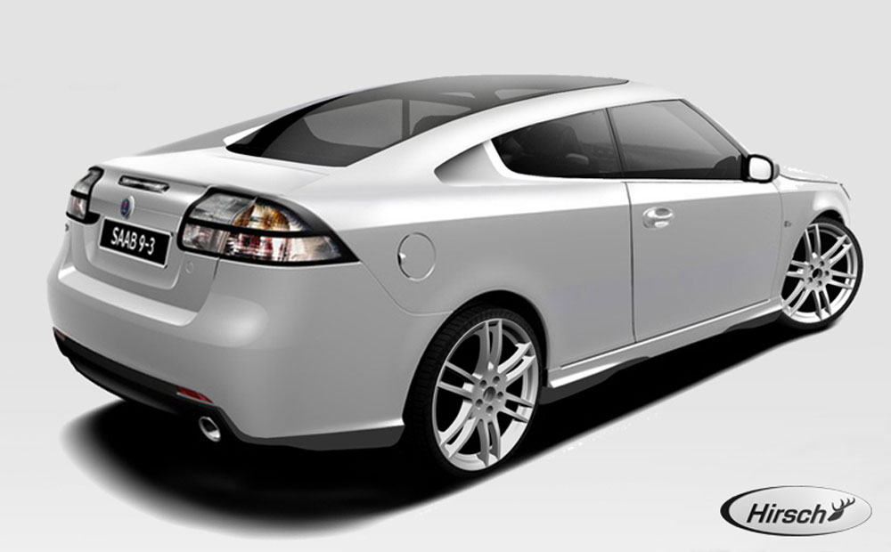 Rear View of the Saab SuperSport Coupe: A Fusion of 9-3 Convertible's Iconic Rear with a Sweeping Glass Expanse