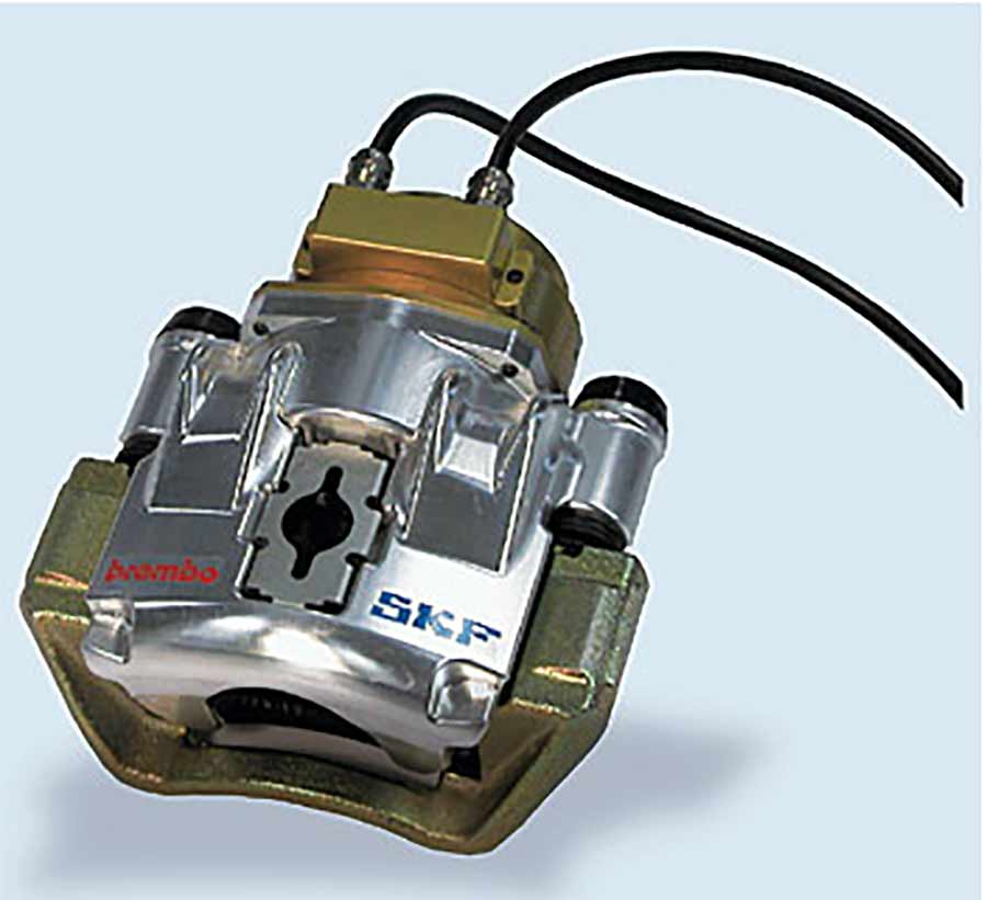 Saab Novanta: When Bertone Turned A Saab 9-5 Into A Rolling Drive-By-Wire Experiment 8 Electro-mechanical Brembo–SKF brake caliper used in the Saab Novanta drive-by-wire braking system