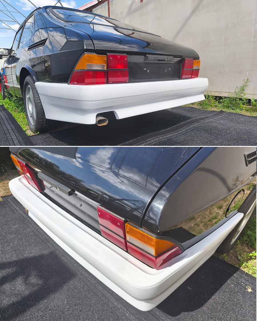 Saab 900 Carlsson look is back: high-quality replica bodykit from A-Zperformance 3 Saab 900 with newly installed Carlsson replica rear bumper in unpainted white finish