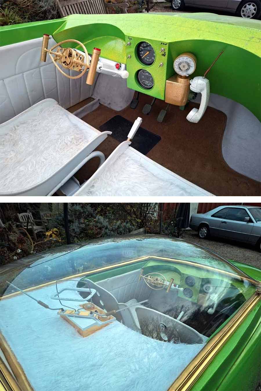 Saab 96 “Cosmonaut” custom interior and bubble-top canopy