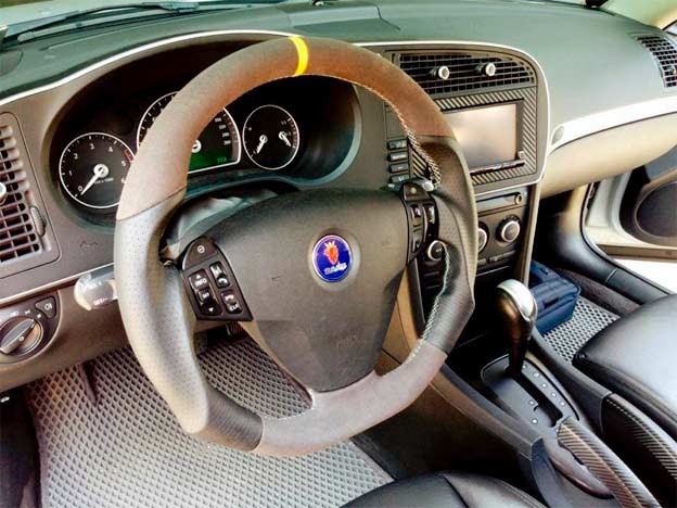 Custom Leather Saab steering wheel