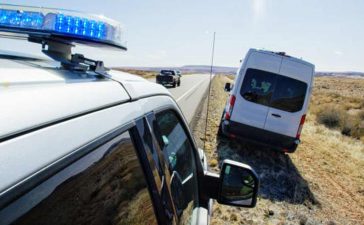 A police van that noticed the speeding of the Danish Saab driver