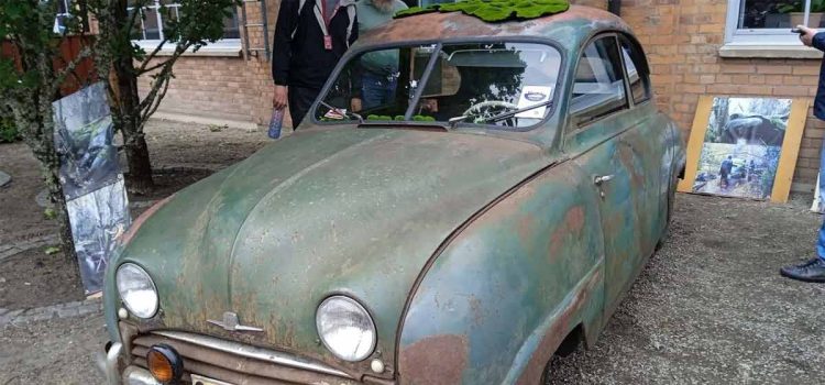 Restored Without a Drop of Paint: The Saab 92 That Still Looks Abandoned 3 Peter Stöhr’s patina-preserved Saab 92, shown after restoration — still wearing its forest scars. Image credits> Carup.se, Ttela, Klassier.se