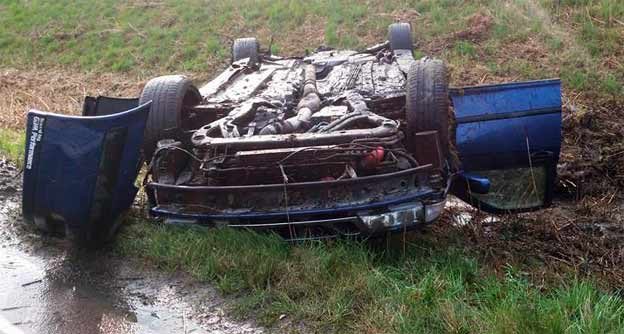 His Saab 9-5 after accident