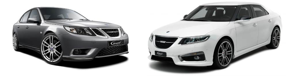 Sleek Saab 9-3 and 9-5 Latest Generations with Hirsch Performance Aerodynamic Packages and Wheels