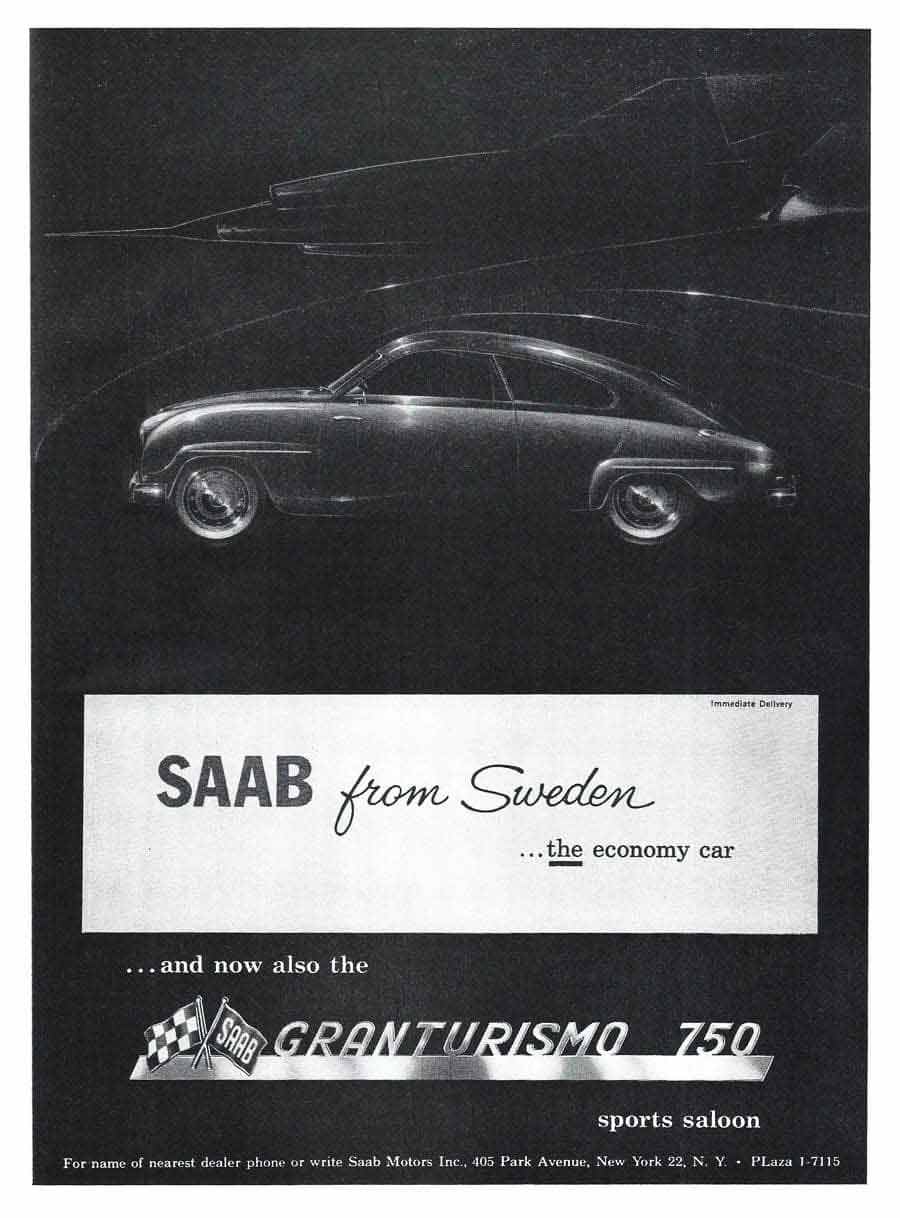 The 1959 Saab 93B Granturismo 750: One of Four Survivors From Saab’s Forgotten Grand Touring Experiment 2 Saab ad from the 1958 New York International Automobile Show program.
