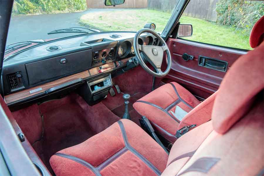 Interior of 1981 Saab 99 Turbo: Well-Preserved in Iconic Cardinal Red, Exuding Vintage Charm