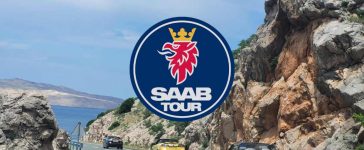 Saab Club Nederland during their previous Adriatic Tour, carving through Croatia’s coastline in a unified convoy of classic and modern Saabs.