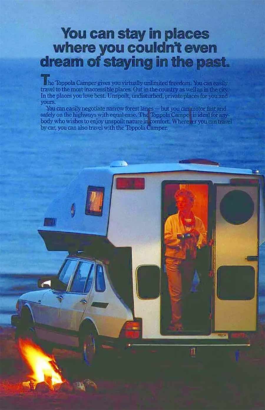 When Saab Owners Took the Road With Them: The Untold Story of Toppola on the 99, 900, and 9000 3 A vintage Toppola moment showing how a Saab 900 could turn any remote shoreline into home