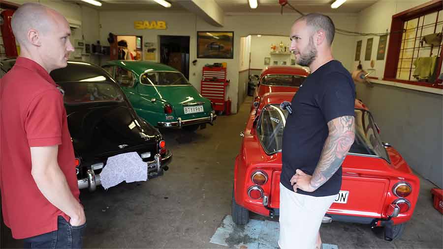 Saab 93B De Luxe: from Borås garage to a new chapter in classic Saab history 2 Fredrik’s collection in Borås features meticulously preserved Saab icons—93s, Sonetts, and rally-prepped classics—captured before the 93B changed owners.