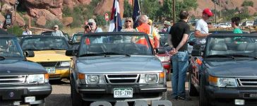 Saab Convertibles at Red Rocks During the 2016 Rocky Mountain Anniversary Gathering