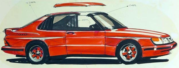 Final sketch - a very good combination of Saab, BMW, Porsche and Ferrari