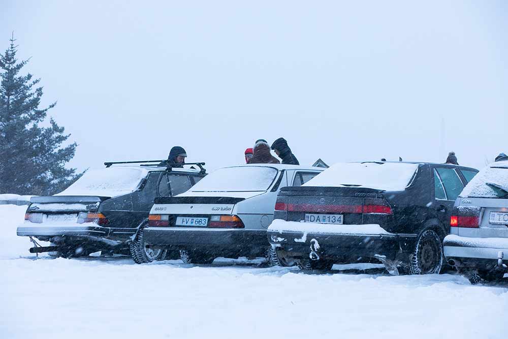 Saab cars of all models and years were present at the January 1 gathering