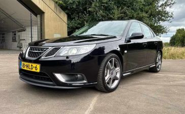Restoring a Legend: One of the Most Recognizable Turbo X Cars in the Netherlands 3 Restored 2009 Saab 9-3 Turbo X (81-HLD-6) parked in front of Lammertse Techniek after full OEM+ restoration