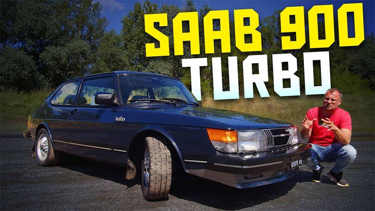 Saab 900 Turbo, purpose made: curved screen, deep bumper, and wrap-over hood solve cooling, crash, and service—not fashion—and APC keeps the boost honest when the road opens.