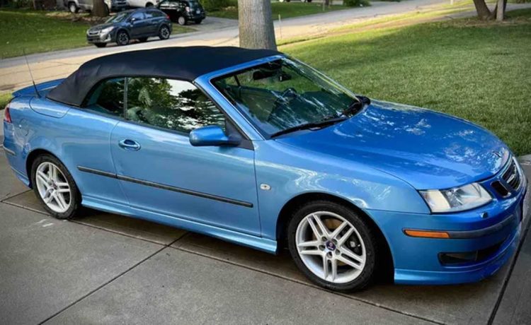 Number 22 of only 422 — this Electric Blue Saab 9-3 Anniversary Convertible is en route to its permanent home in the Saab Heritage Museum.