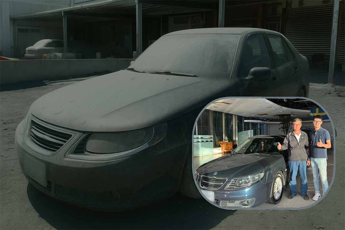 Saab 9-5 from Guangfu — before and after the SAC restoration.